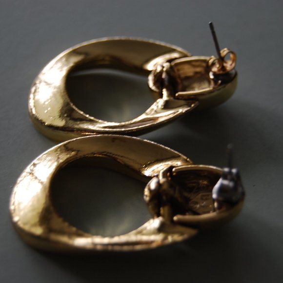 Vintage 80's gold drop earrings - Picture 7 of 7